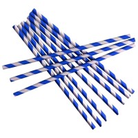 BLUE PAPER STRIPED STRAWS 10pcs