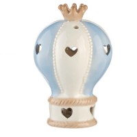 CERAMIC LIGHT BLUE AIR BALLOON WITH LIGHT 7.5X12cm