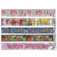 HAPPY BIRTHDAY METALIC BANNER 180x12cm