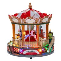 CRISTMAS BATTERY CAROUSEL RIDES WITH LIGHT MOVE AND SOUND 22.5Χ22.5Χ23.5cm