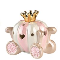 PINK CERAMIC PUMKIN CAR CROWN WITH LIGHT  8.5x6x8.5cm