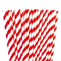 RED WHITE PAPER STRIPED STRAWS 25pcs