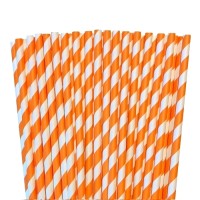 ORANGE WHITE PAPER STRIPED STRAWS 25pcs