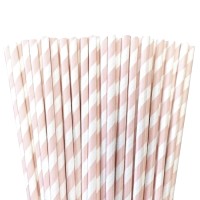 BABY PINK PAPER STRIPED STRAWS 25pcs