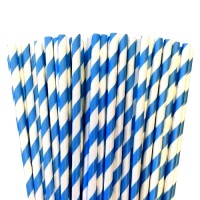 BLUE WHITE PAPER STRIPED STRAWS 25pcs