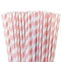 PINK WHITE PAPER STRIPED STRAWS 25pcs