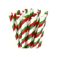 CHRISTMAS CANDY CANES  PAPER STRIPED STRAWS 8pcs