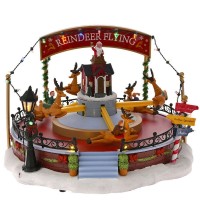 CHRISTMAS REINDEER FLYING CAROUSEL ANIMATED WITH LIGHTS AND MUSIC 30Χ30Χ21CΜ